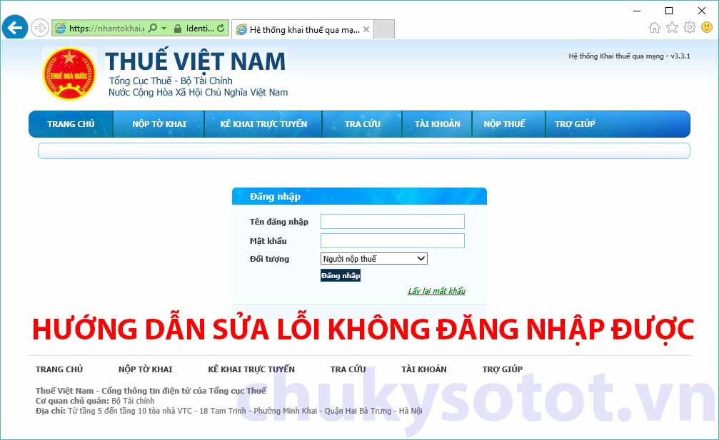 Sửa lỗi đăng nhập nhantokhai.gdt.gov.vn bị thoát ra ngoài