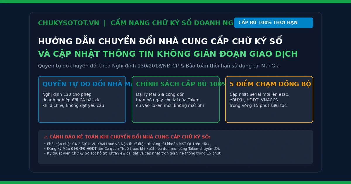 Hướng dẫn chuyển đổi nhà cung cấp chữ ký số và cập nhật thông tin 2026