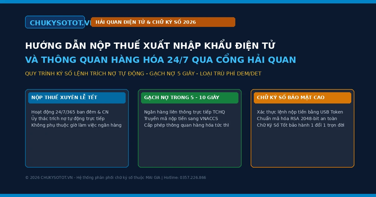 Hướng dẫn nộp thuế xuất nhập khẩu điện tử và thông quan 24/7 Hải quan 2026