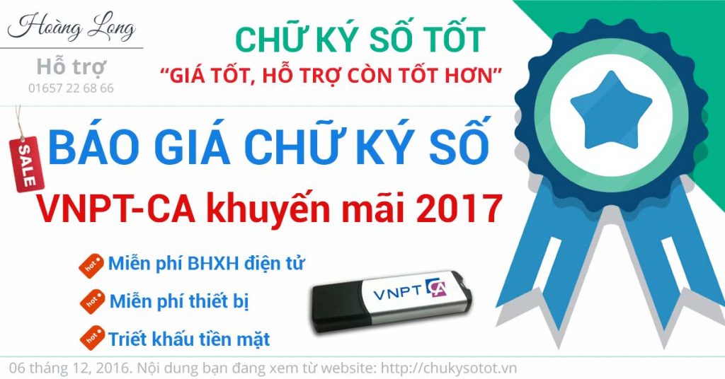 báo giá chữ ký số vnpt 2017