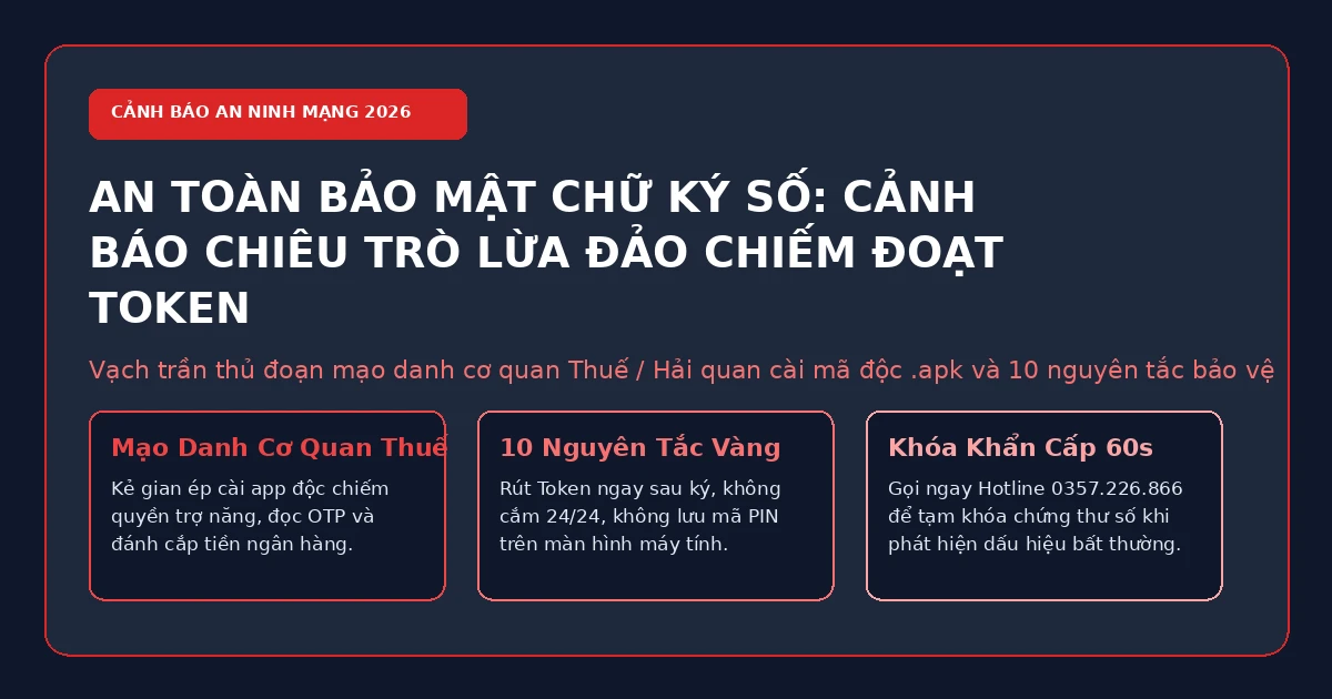 An toàn bảo mật chữ ký số: Cảnh báo các chiêu trò giả mạo cơ quan Thuế / Hải quan lừa đảo cài phần mềm gián điệp đánh cắp CKS