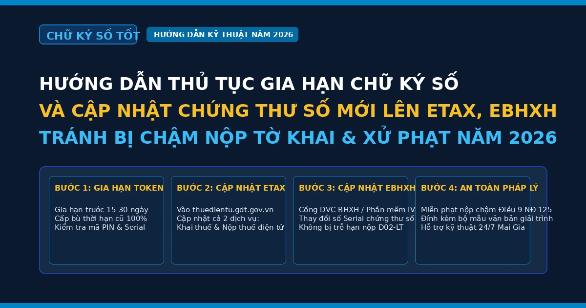 Hướng dẫn thủ tục gia hạn chữ ký số và các bước cập nhật chứng thư số mới lên hệ thống eTax và Bảo hiểm xã hội không bị trễ hạn nộp tờ khai