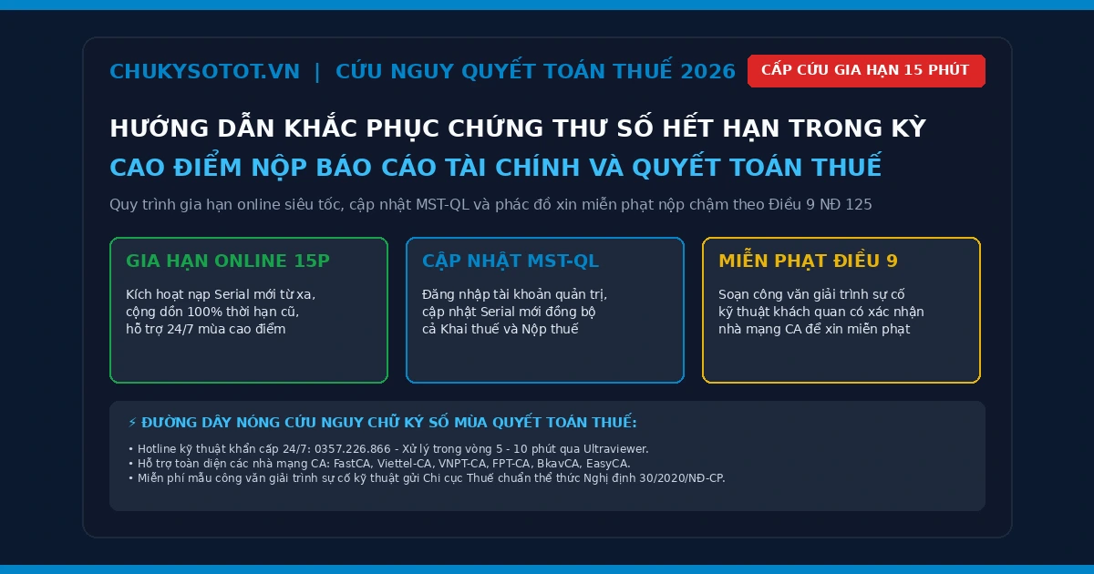 Hướng Dẫn Khắc Phục Lỗi Chứng Thư Số Hết Hạn Trong Kỳ Cao Điểm Nộp Báo Cáo Tài Chính Và Quyết Toán Thuế Mới Nhất 2026