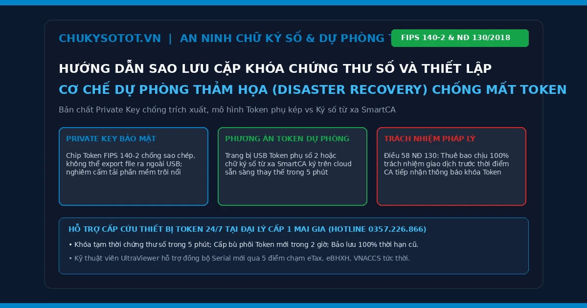 Hướng dẫn sao lưu cặp khóa chứng thư số và thiết lập phương án dự phòng thiết bị Token